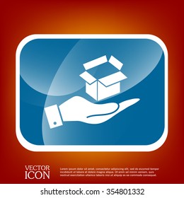 hand holding a Opened cardboard box
