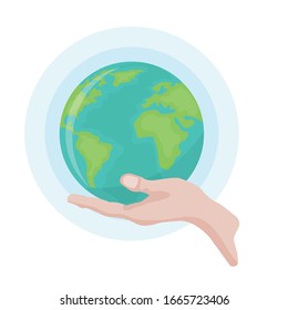 Hand holding our mother earth	
