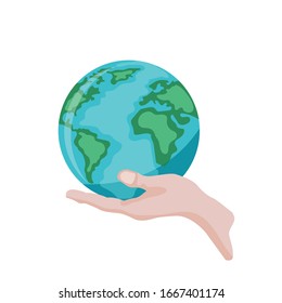 Hand holding our mother earth