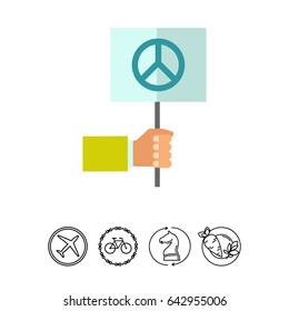 Hand holding pacifist sign