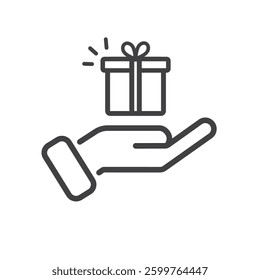 Hand holding package, icon, vector.