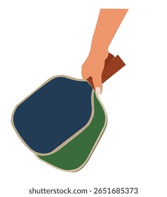 mão segurando uma raquete padel. raquete padel azul e verde