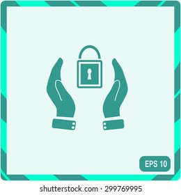 Hand holding Padlock