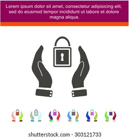 Hand holding Padlock