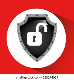 hand holding padlock security shield data vector illustration eps 10