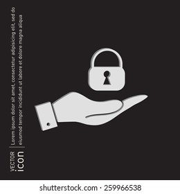 hand holding a padlock symbol