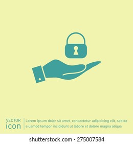 hand holding a padlock symbol