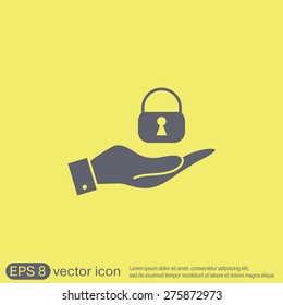 hand holding a padlock symbol