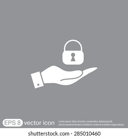 hand holding a padlock symbol