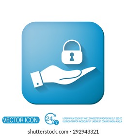 hand holding a padlock symbol