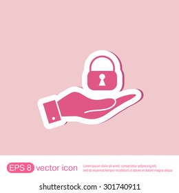 hand holding a padlock symbol