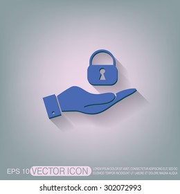 hand holding a padlock symbol