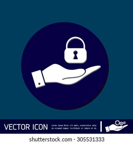 hand holding a padlock symbol