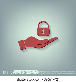 hand holding a padlock symbol