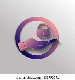 hand holding a padlock symbol