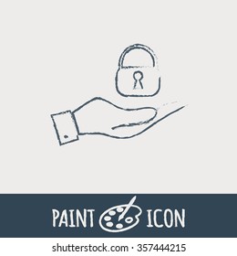 hand holding a padlock symbol