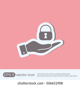 hand holding a padlock symbol