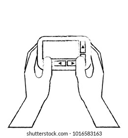 hand holding pager digital button