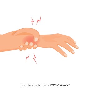 Hand holding painful wrist injury with carpal tunnel syndrome