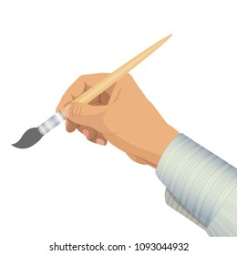 hand holding paintbrush drawing easy