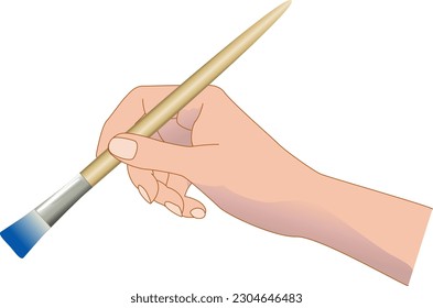 hand holding a paintbrush and drawing