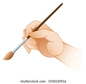 Mano sosteniendo un pincel.Vector gráfico