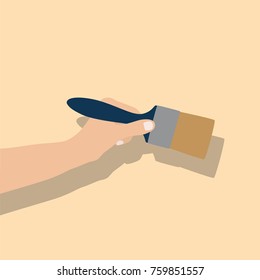 Hand holding a pallet, vector illustration design. Hands collection.