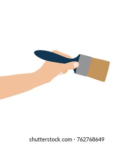 Hand holding a pallet, vector illustration design. Hands collection.