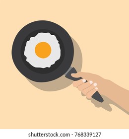 Hand holding a pan, vector illustration design. Hands collection.