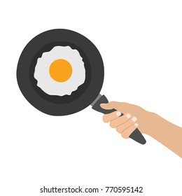 Hand holding a pan, vector illustration design. Hands collection.
