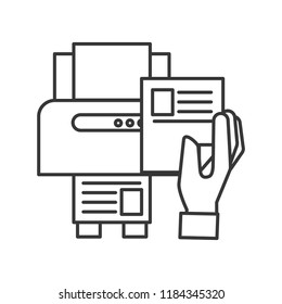 hand holding paper copy printer machine