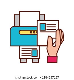 hand holding paper copy printer machine