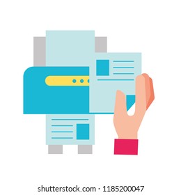 hand holding paper copy printer machine