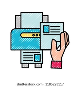 hand holding paper copy printer machine
