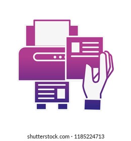 hand holding paper copy printer machine