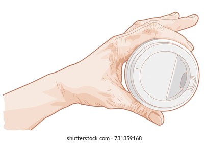 Hand holding paper cup of coffee