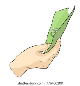  hand is holding  paper money  vector illustration