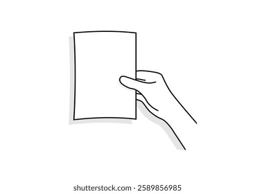 Hand holding paper, partially curled into a fist, isolated on white background. Gesture indicating a grasp or hold, ideal for interaction and communication concepts. Close up