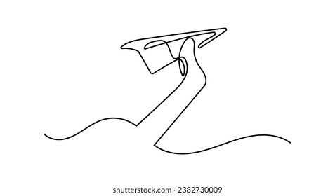 Mano sosteniendo un plano de papel en línea línea continua línea de diseño de una sola línea editable