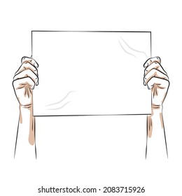 Hand holding paper sketch - vector illustration