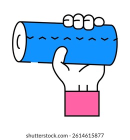 hand holding paper towel roll line icon vector. hand holding paper towel roll sign. isolated symbol illustration