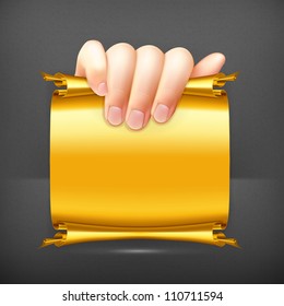 Hand holding paper, vector