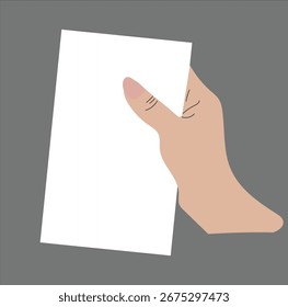 Hand Holding Paper Vector Flat Minimal Business Card Illustration
