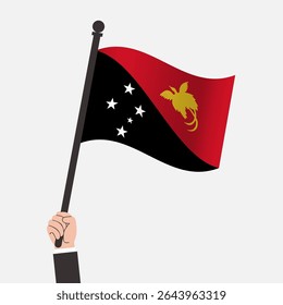 Hand Holding Papua New Guinea Waving Flag