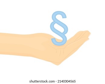 hand holding paragraph, concept of justice, lawyer, legal services- vector illustration