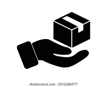 hand holding parcel in flat style. Home delivery, fast and convenient service concept. Vector graphic illustration