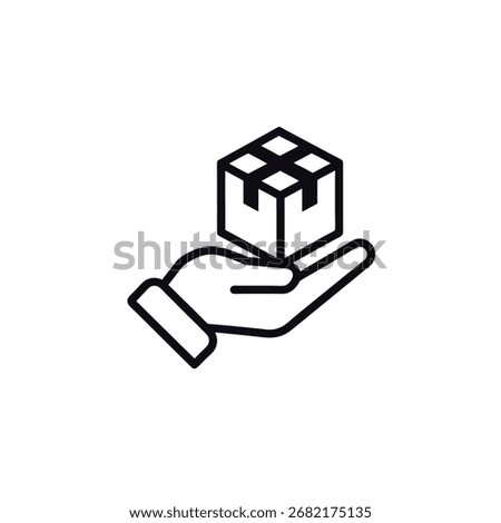 Hand holding a parcel icon representing delivery shipping and logistics services