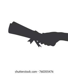 Hand holding a parchment, vector illustration design. Hands collection.