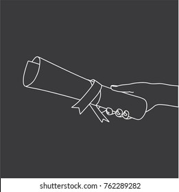 Hand holding a parchment, vector illustration design. Hands collection.