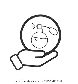 Hand, die ein Parfumzeichen hält - Vektorgrafik
